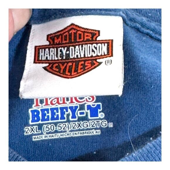 Harley-Davidson Blue Graphic T-Shirt 2XL Hanes Beefy-T Williamsport Maryland XXL - Picture 5 of 6